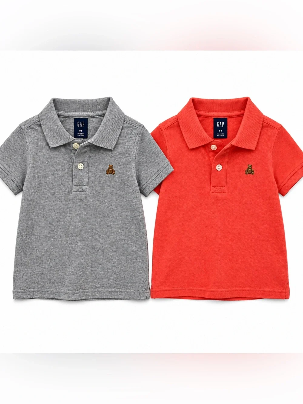 GAP Baby Gap Toddler Boys 2T Polo Shirts 2-Piece Bundle Gray Coral Cotton